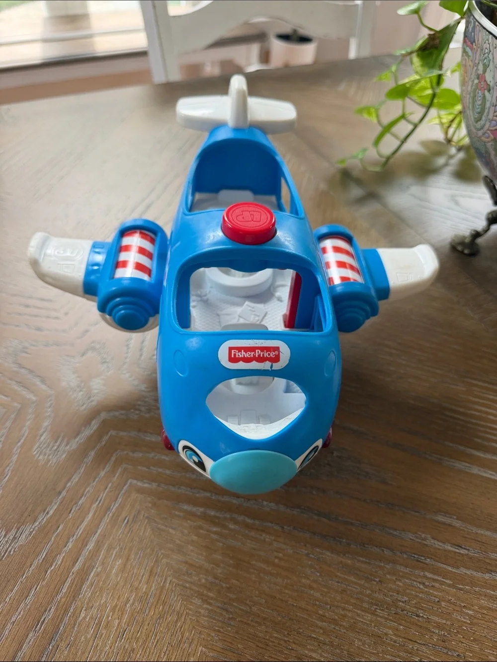 Fisher-Price Blue and White Play Airplane with Red Accents Little People